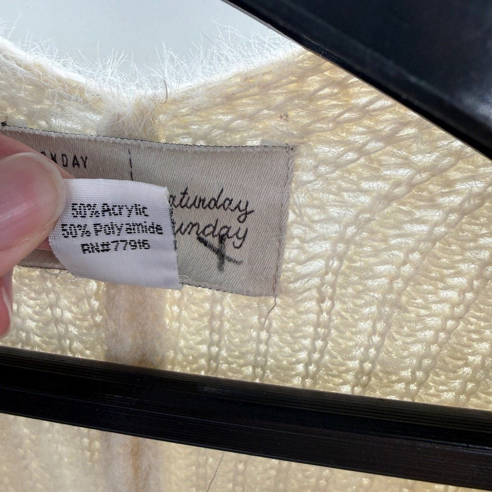 Anthropologie Saturday Sunday Oversized Cream Striped Knit Cardigan One Size - Picture 4 of 9
